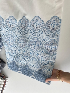 SARRA BASKILI VİNTAGE HAZIR MASA ÖRTÜSÜ - MANDALA